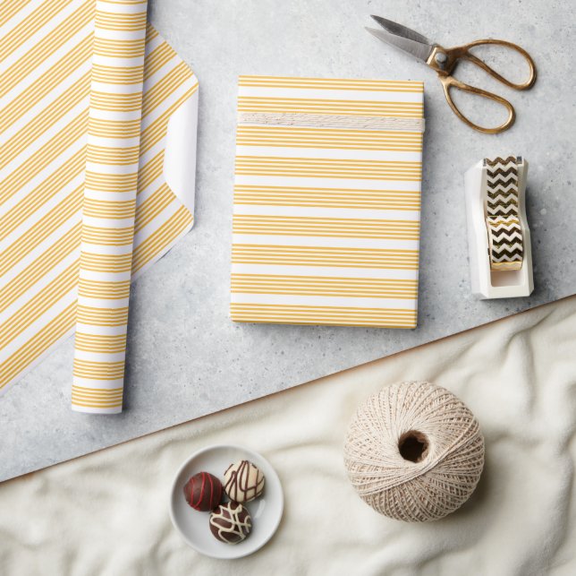 Sunny yellow and white five stripe pattern wrapping paper (Crafts)