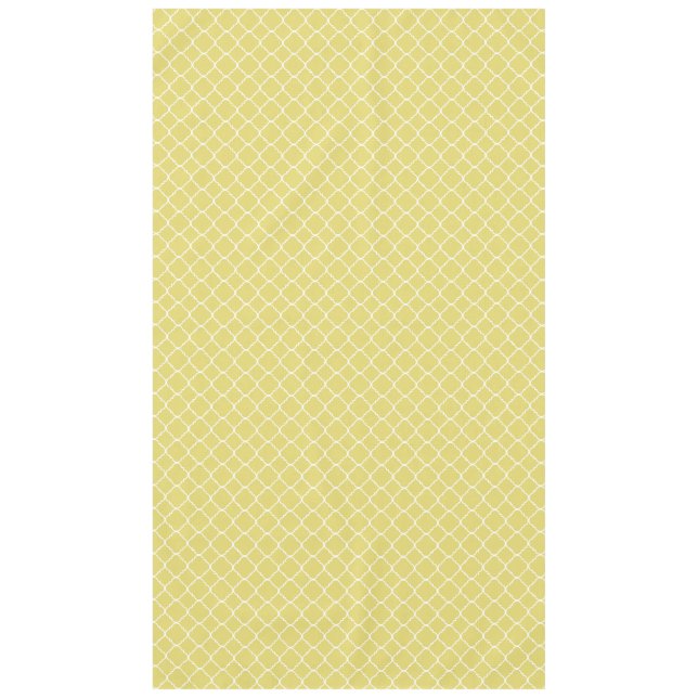 Sunny Yellow and White Quatrefoil Tablecloth (Front)