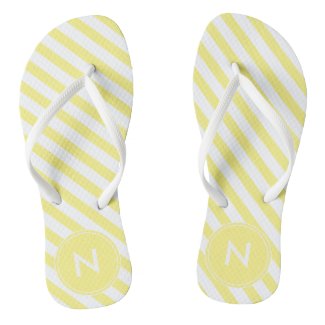 Sunny Yellow Striped Monogrammed Flip flops