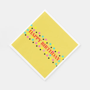 Sunny Yellow Birthday Polka Dots Napkins