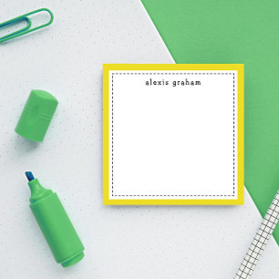 Sunny Yellow Border Add Name Personalized Post-it Notes