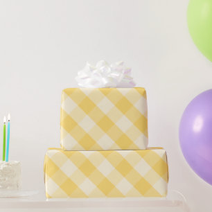 Sunny Yellow Checkered Pattern Wrapping Paper