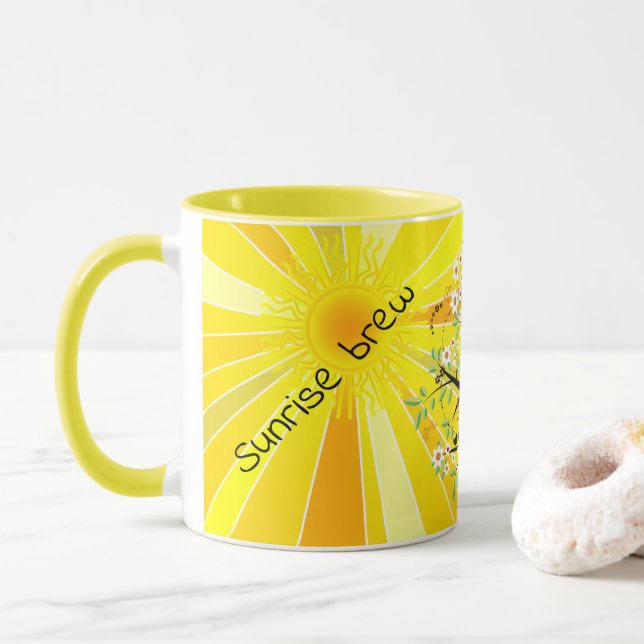 Sunny Yellow Cheery Sunrise Brew Mug (With Donut)