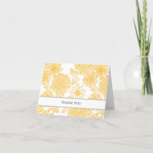 Sunny Yellow Dasies & Dahlias Folded Thank You Card