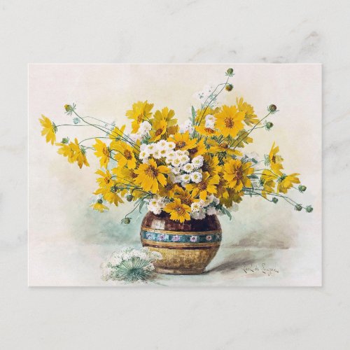 Sunny yellow flowers by Paul de Longpre CC1012 Postcard