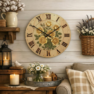 Sunny Yellow Garden Flowers Wall Clock