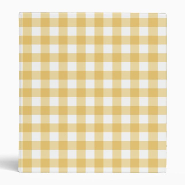 Sunny Yellow Gingham 3 Ring Binder (Front)