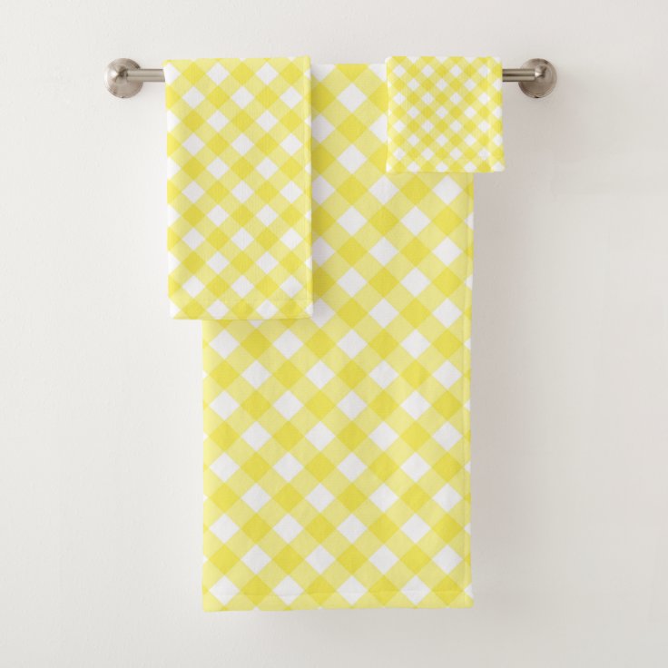 Sunny Yellow Gingham Bath Towel Set Zazzle