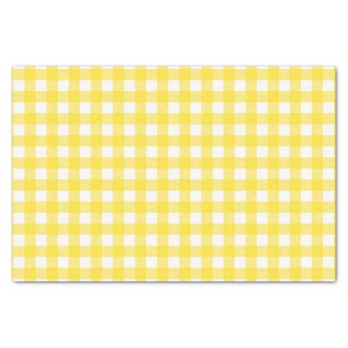 Sunny Yellow Gingham Checked Pattern Tissue Paper