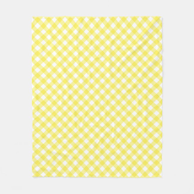 Sunny Yellow Gingham Fleece Blanket (Front)
