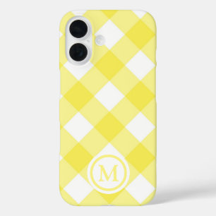 Sunny Yellow Gingham Monogram iPhone 16 Case