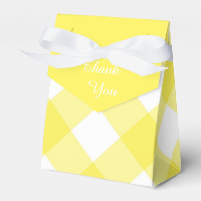 Sunny Yellow Gingham Pattern Favor Boxes (Front Side)