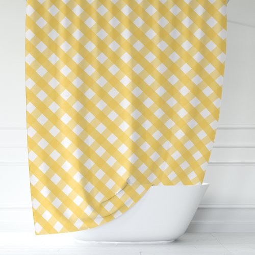 Sunny Yellow Gingham Shower Curtain