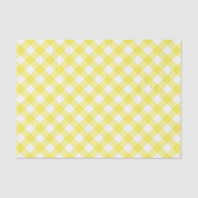 Sunny Yellow Gingham Tissue Paper (Front)