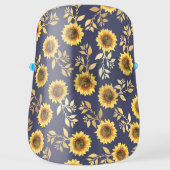 Sunny Yellow Gold Navy Sunflowers Leaves Safety Face Shield (Front)