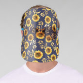 Sunny Yellow Gold Navy Sunflowers Leaves Safety Face Shield (Insitu)