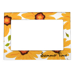 Sunny Yellow Hand-Painted Daisy Flower Summer Time Magnetic Frame
