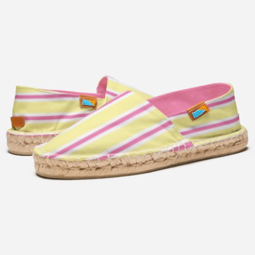 Sunny Yellow Hot Pink  White Striped Espadrilles