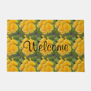 Sunny Yellow Kaleidoscope Rose Bouquet Welcome Doormat