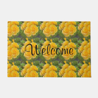 Sunny Yellow Kaleidoscope Rose Bouquet Welcome Doormat