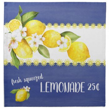 Sunny Yellow Lemons With White Blossoms Cloth Napkin by Vanillaextinctions at Zazzle