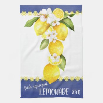 Sunny Yellow Lemons With White Blossoms Kitchen Towel by Vanillaextinctions at Zazzle