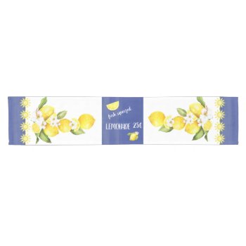 Sunny Yellow Lemons With White Blossoms Short Table Runner by Vanillaextinctions at Zazzle