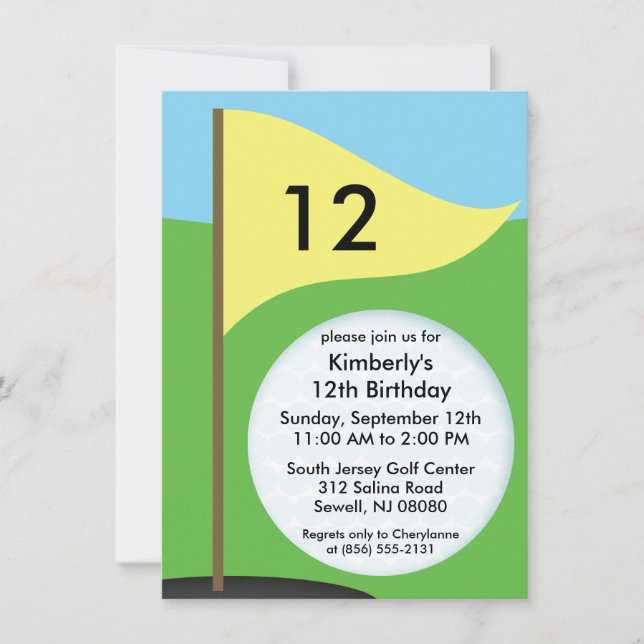 Sunny Yellow Let's Bogie Mini Golf Birthday Party Invitation (Front)