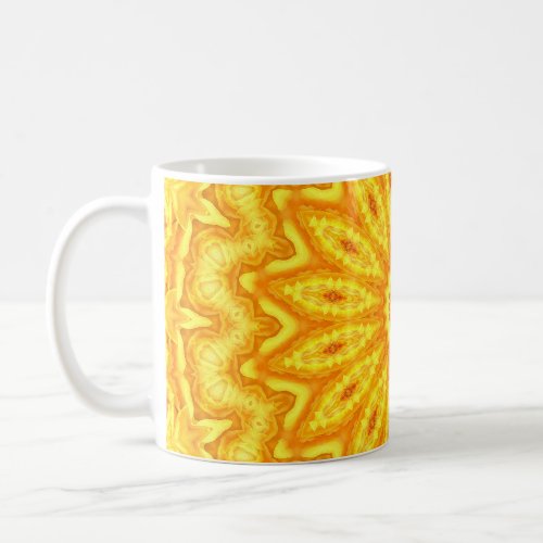 Sunny Yellow Mandala Kaleidoscope Coffee Mug