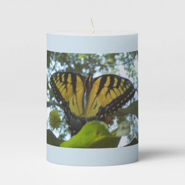 Sunny Yellow Monarch Pillar Candle (Front)