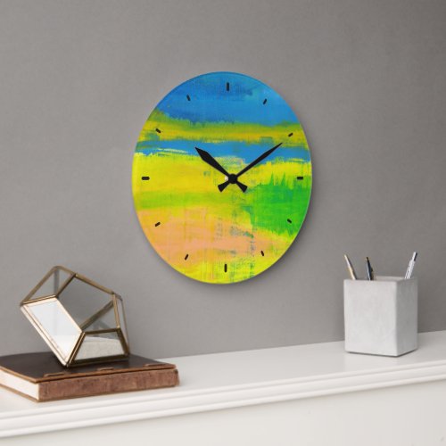 Sunny Yellow Nautical Urban Abstract Art Large Clock