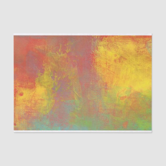 Sunny Yellow Orange Green Rustic Grunge Abstract Tissue Paper (Front)