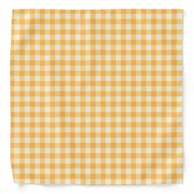 Sunny Yellow Orange Ish Gingham Plaid Bandana (Front)