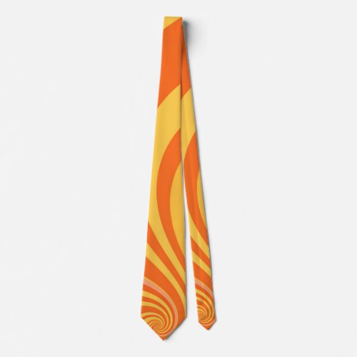 Sunny Yellow Orange Solar Retro Spiral Swirls Neck Tie