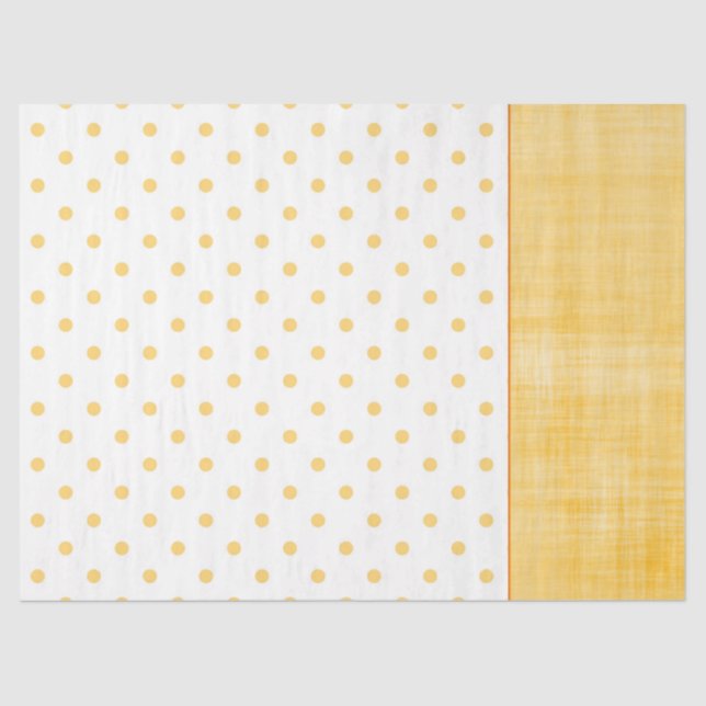 Sunny Yellow Orange Whitewash Linen Polkadots Wrap Tissue Paper (Front)