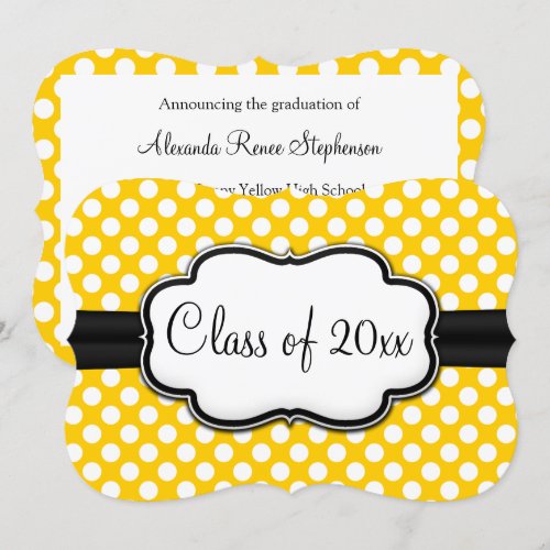 Sunny Yellow Polka Dot Graduation/Party Invites