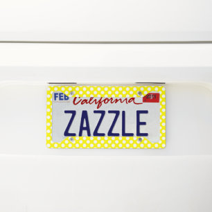 Sunny Yellow Polka Dot Pattern Love Ball Print License Plate Frame