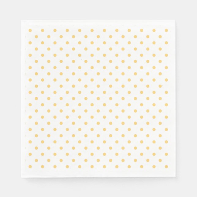 Sunny Yellow Polka Dot White Party Napkins (Front)