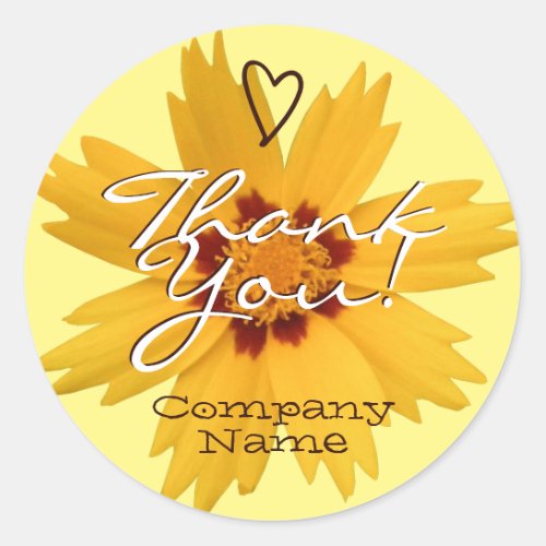 Sunny Yellow Purple Flower Blossom Thank You Label