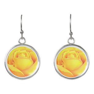 Sunny Yellow Rose Earrings