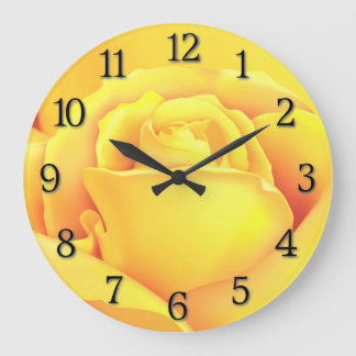 Sunny Yellow Rose Large Clock