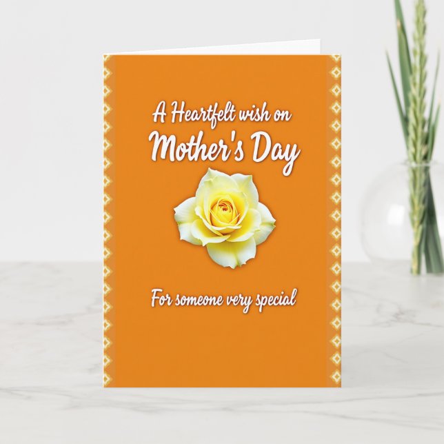 Sunny Yellow Rose Mothers Day Card (Front)