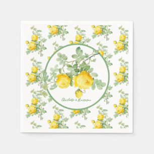 Sunny Yellow Roses Elegant Floral Wedding Napkins