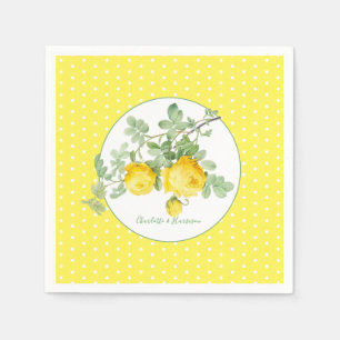 Sunny Yellow Roses Elegant Floral Wedding Napkins