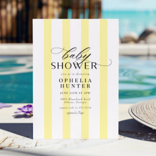 Sunny Yellow Stripe Gender Neutral Baby Shower Invitation