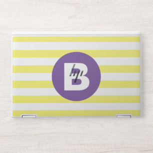 Sunny Yellow Striped Purple Monogram HP Laptop Skin