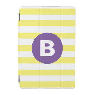 Sunny Yellow Striped Purple Monogram iPad Mini Cover
