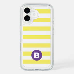 Sunny Yellow Striped Purple Monogram iPhone 16 Case