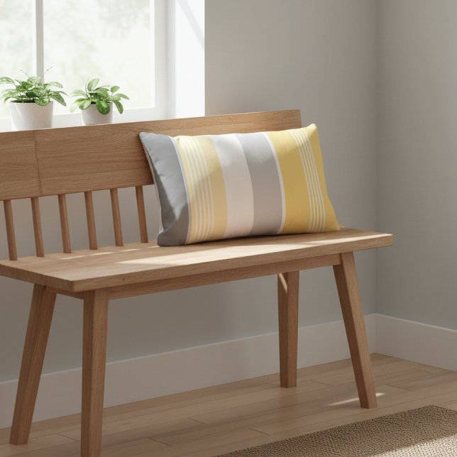 Sunny Yellow Stripes Lumbar Pillow (Creator Uploaded)