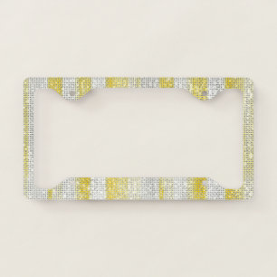Sunny Yellow Stripes Sparkle License Plate Frame